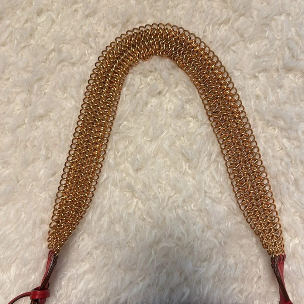 NWT Prada red, soft leather with rose-gold chain bag. - Picture 5 of 16